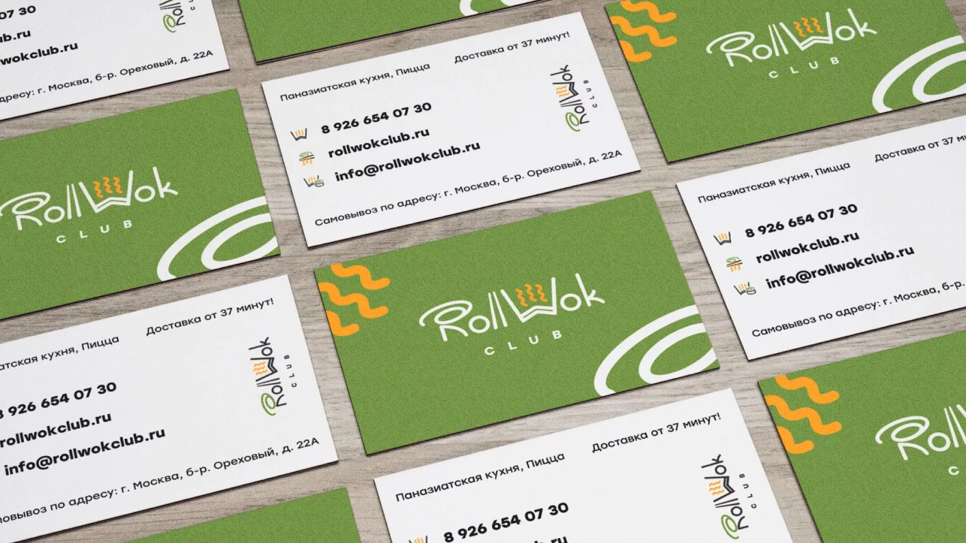 Разработка дизайна визиток суши-бара «Roll Wok Club» в Волхове
